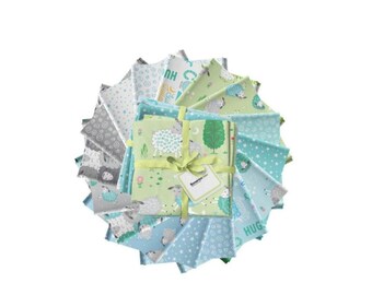 Baby Lamb fabric, 16pc Fat Quarter Bundle, Sweet Little Lamb, Benartex, cotton, quilt, toddler, baby shower