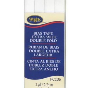 Wrights Bias Binding Tape 1/2&quot; Double Fold, Bulk White 3 packs of 3yds each, polycotton, quilt binding, sewing, crafting