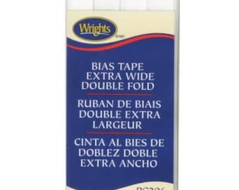 Wrights Bias Binding Tape 1/2&quot; Double Fold, Bulk White 3 packs of 3yds each, polycotton, quilt binding, sewing, crafting