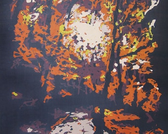 Painting "Forest No. 2" | Handmade Original Picture | Trees Wood Landscape Light Sun Yellow Orange Black Shadows Dark Abstract Unique Chaos