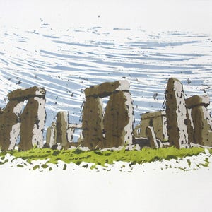 Gemälde &quot;Stonehenge&quot; | Handgemaltes Original Acrylbild | Steinkreis in England | Mystisch Wind Sturm Druiden Elfen Landschaft Geschenk