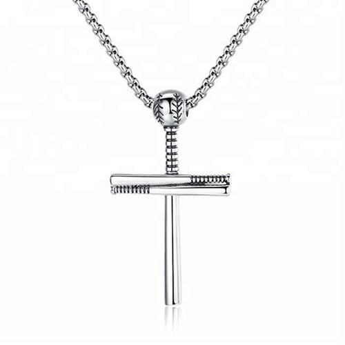 Men's Baseball Bat Cross Sterling Silver Necklace Etsy