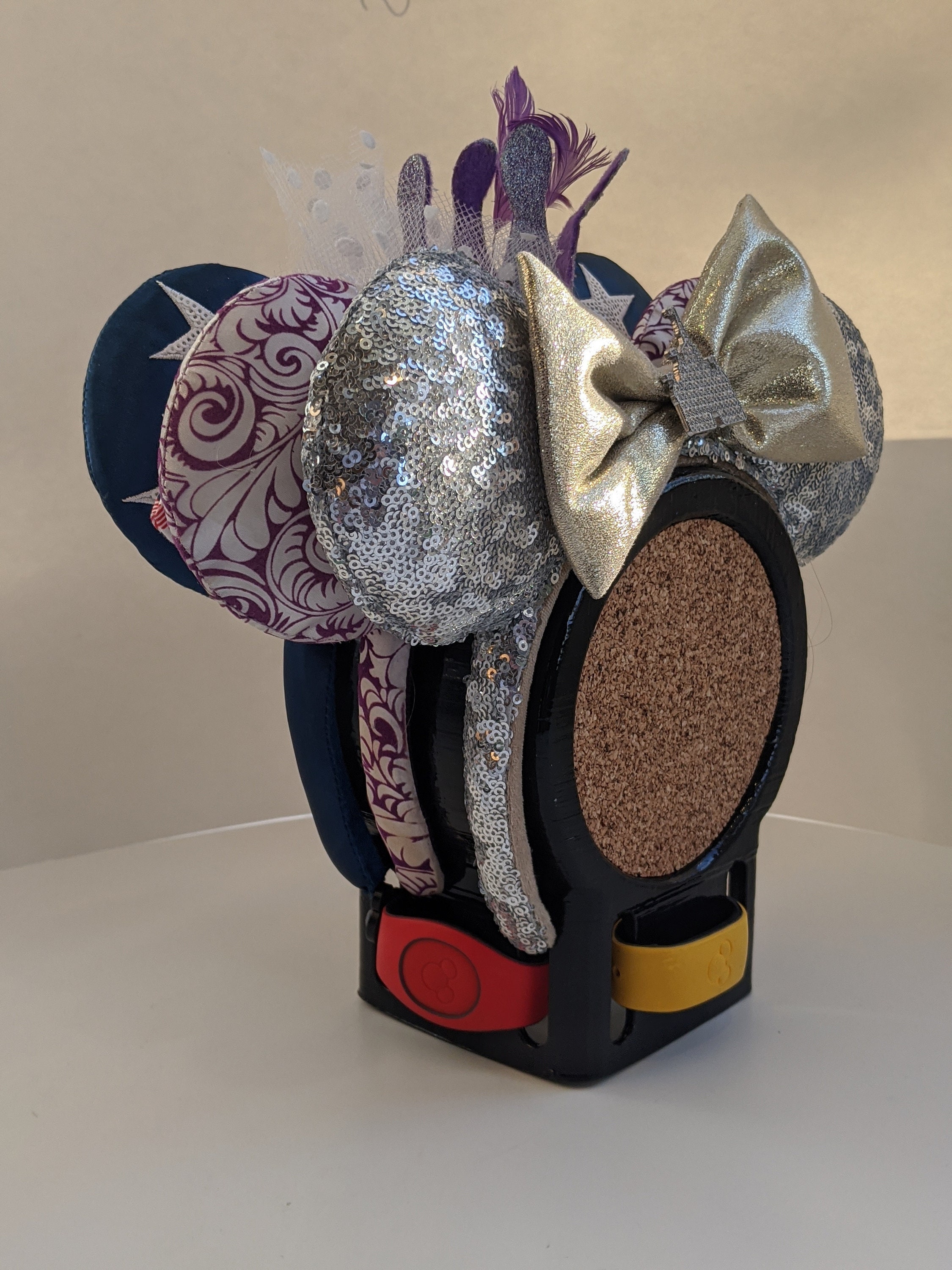 Pin Board Mouse Ear/Headband/Magic Band Display Holds 3 Mouse Ears and 4 Magic Bands- Disney Inspired
