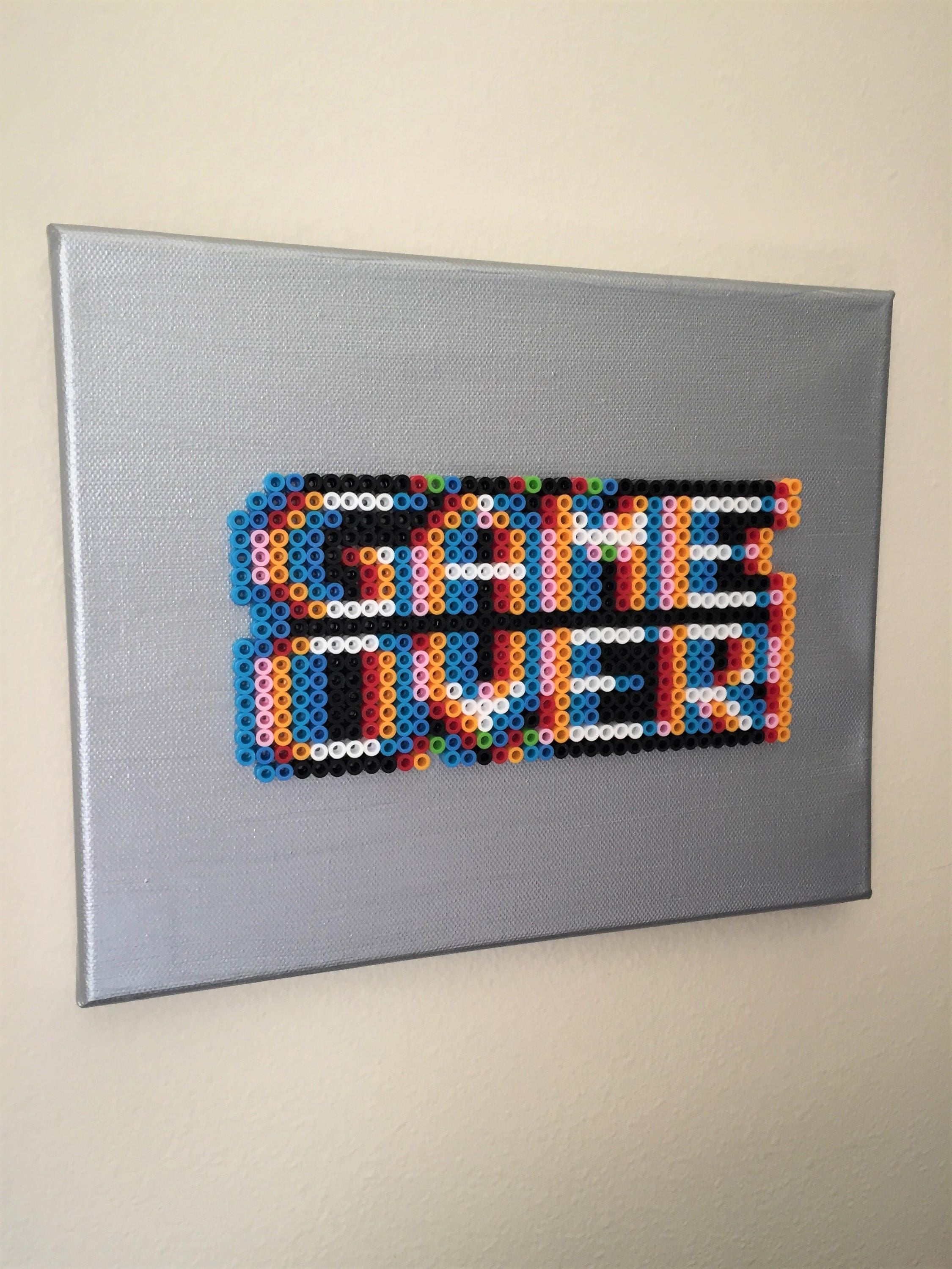 GAME OVER Made of Iron Beads, Perler, Nintendo, Video Games, Retro