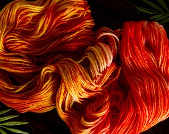 Summer of Love Hand Dyed Yarn | Superwash Merino Wool, Orange, Pink, Brown