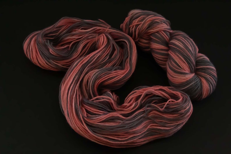 Hand Dyed Wool Worsted Weight Pink Gray Cherry Blossom