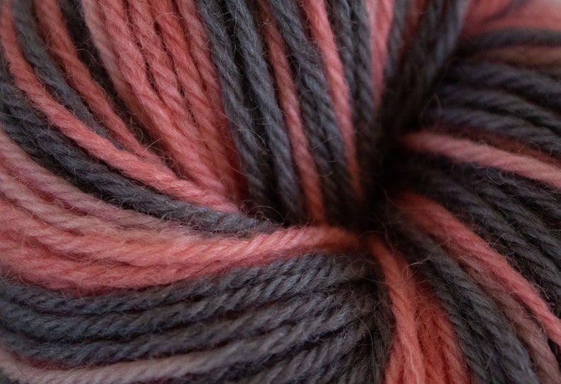 Hand Dyed Wool Worsted Weight Pink Gray Cherry Blossom
