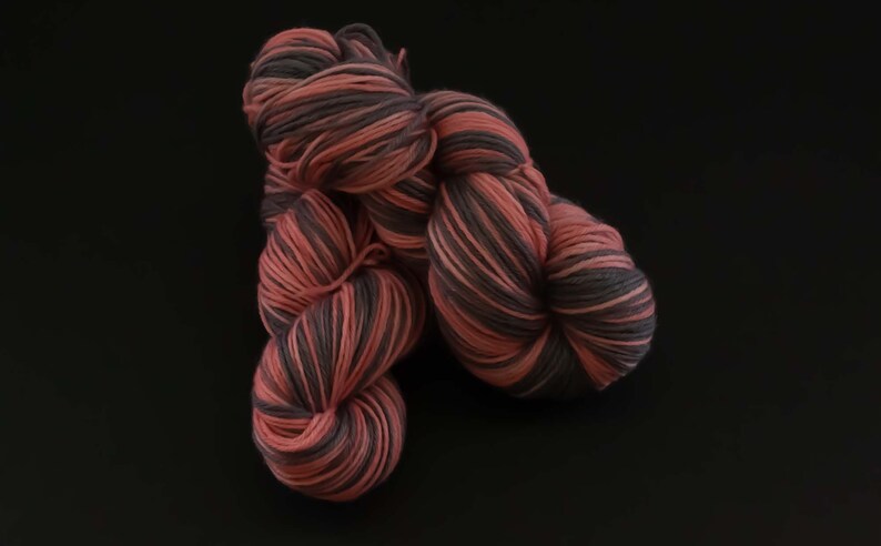 Hand Dyed Wool Worsted Weight Pink Gray Cherry Blossom