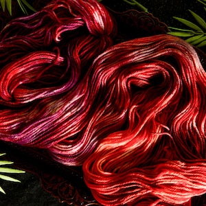 Hand Dyed Yarn | Worsted Weight | Fingering Weight | Superwash Merino Wool | Red | "Cranberry"