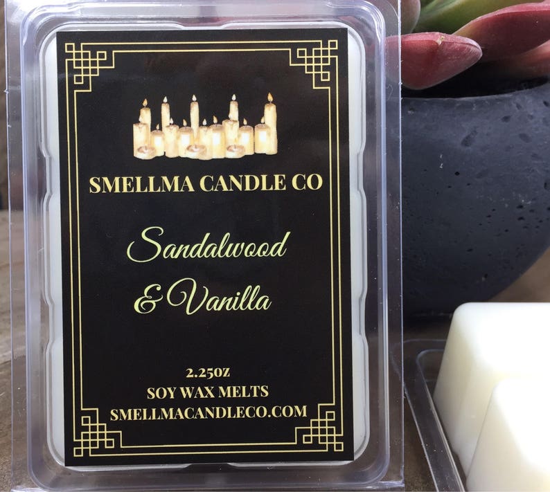 Soy Candle Melts Soy Wax Tart Wax Melts Sandalwood Vanilla Wax Melts Wax Warmer Scented Soy Tart Soy Wax Melts Clamshell Melts