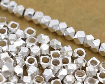 2.5mm - 240pc Silver plated pacer beads, faceted beads, tiny metal beads for jewelry making, Diamond cut beads