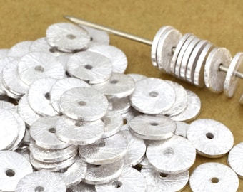 6mm - 150pcs Flat silver disc spacers - Brushed Disk spacer beads - jewelry heishi spacers for jewelry making