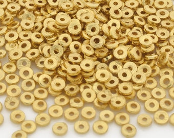 2,8 mm - 500 pezzi distanziatori a disco piatto in oro, perline distanziatrici heishi a disco spazzolato, perline a disco placcate in oro per la creazione di gioielli