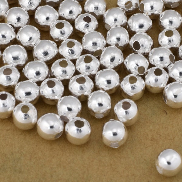 5mm -76pc shiny bright silver balls, plain silver spacer beads, silver spacer beads, round silver Ball beads for jewelry making findings