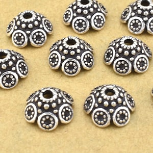 Bali silver bead caps 9mm Antique Silver plated bead caps for jewelry making, metal bead caps, pewter bead caps, beadcaps 10pcs