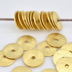 10mm - 25pc flat Gold plated disc spacer beads brushed gold plated heishi spacers for jewelry making washer