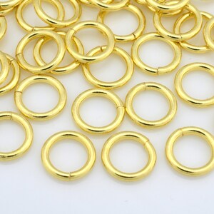 8mm - 46pc Gold Jump Rings, Saw Cut gold plated open jumprings for chain mail, chainmaille jewelry making, links connectors o Rings 17 guage