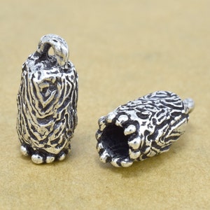 Silver kumihimo End Caps 4.5mm hole with loop, Artisan Antique silver plated Brass cord ends for leather jewelry, tassel caps, glue in caps