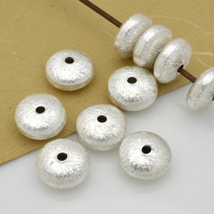 8mm -10pc Silver Saucer spacer Beads, Brushed Silver Plated metal beads for jewelry making, beading findings, button beads