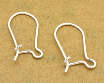 20mm - 40pcs silver plated earwire, handmade Kidney ear wires for earring making, jewelry making findings, french ear wires, earring hooks