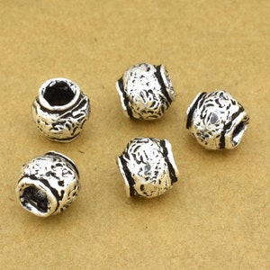 9mm - Antique Silver Beads for jewelry making, artisan beads findings, silver plated beads, spacers for jewelry, rustic silver beads 5pcs
