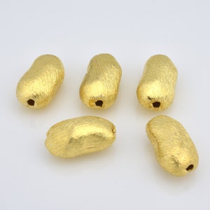 14mm - Gold Nugget Beads, brushed spacer beads for jewelry making, gold long tube beads, shiny gold beads