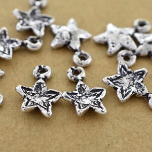 12mm - 10pc silver dangle charms, artisan charms, star charms for bracelets, celestial charms for jewelry making silver plated charms 10