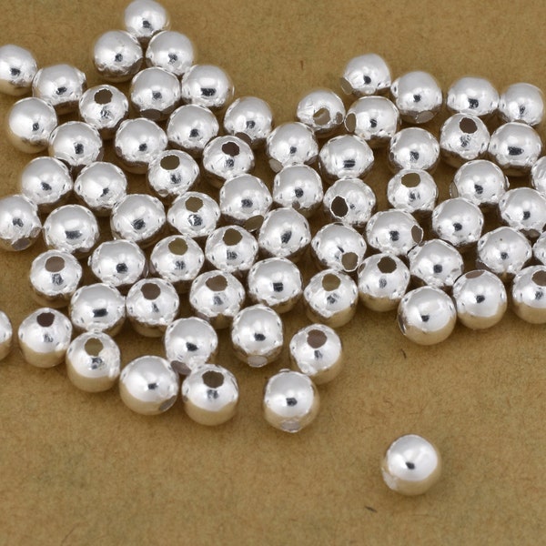 Silver Spacer Beads - 4mm -170pc shiny bright silver balls, round silver Ball beads for jewelry making findings