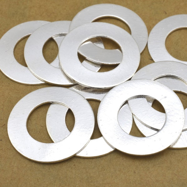 18mm Silver Washer 10 Silver flat circles stamping blanks for jewelry making, Silver plated washers, jewelry connectors 18mm / 10mm hole