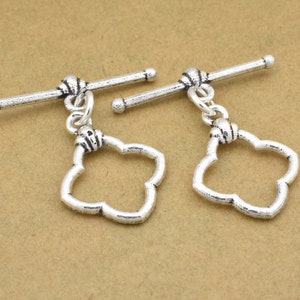 2 silver toggle clasps for Bracelets, clasps for jewelry making supplies, antique silver plated closures, Bali clasps for necklace findings