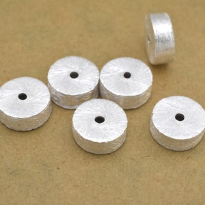 10mm - Silver Spacer Beads- 6mm- silver cylinder beads, barrel beads, drum beads, brushed finish, silver plated beads