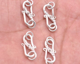 Bali Silver S Clasps 29mm - 4 Pcs, Real Silver Plated S Hooks / S Clasps Closure For Jewelry Making