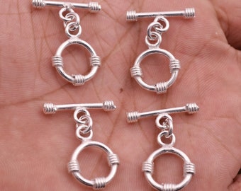 Chiusure a ginocchiera in argento Bali 4 set chiusure a ginocchiera a T Bali placcate in argento lucido per la creazione di gioielli