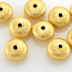 Gold Beads 6mm - 20pc Brushed Gold Spacer beads, Gold Saucer Beads, gold plated metal beads