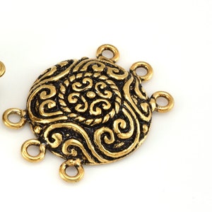 round gold plated bracelet links, 3 strand connectors for jewelry making 27x20mm
