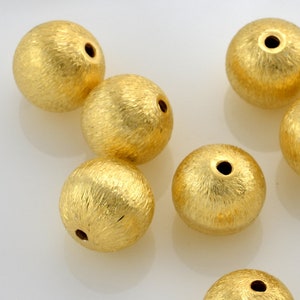 Gold Ball Beads 8mm -10pc Gold Spacer Beads, brushed beads, Round Gold Plated beads for jewelry making, Necklace and Bracelet making spacer