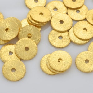 Flat Gold Plated Disk Spacer Beads, brushed finish washer Disc Heishi spacers 8mm - 100pc