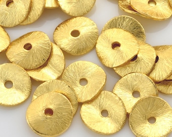 8mm -35pc Brushed gold wavy spacer beads, potato chips disc spacer beads, gold plated wavy disc, metal spacer beads
