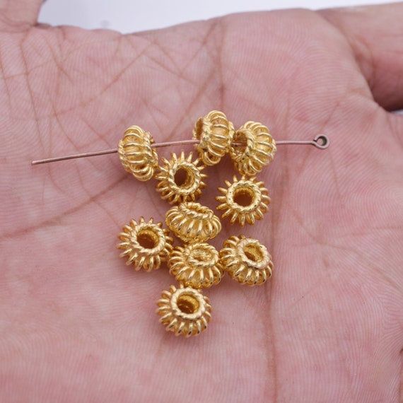 9mm 10pcs Bali Gold Beads for Jewelry Making, Gold Plated Spacer Beads,  Coil Shape, Jewelry Findings 