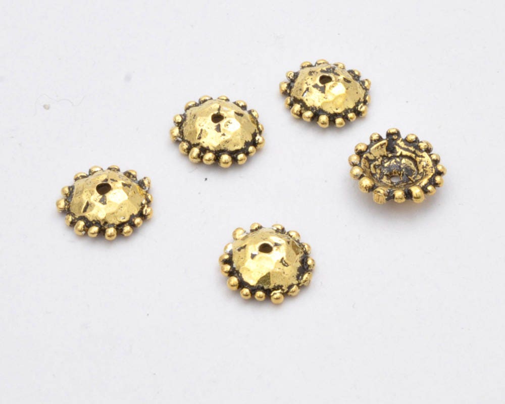 Artisan gold bead caps 10mm antique handmade Bead Caps for | Etsy
