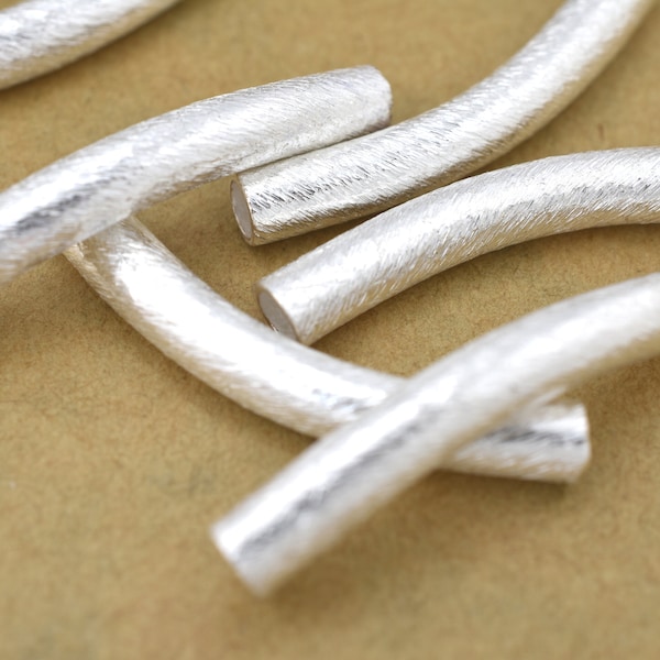 30mm - Curved Silver Tube beads, curved pipe beads, Brushed Silver curved tube beads, silver pipe beads, curved pipe beads, 3mm hole