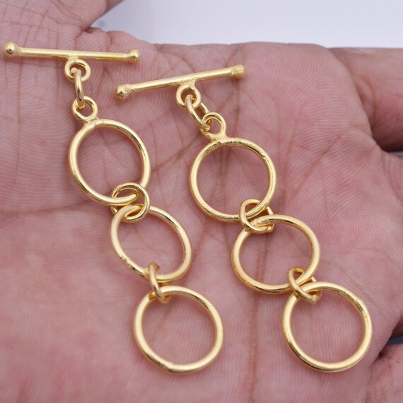 2 Set 3 Ring Gold Toggle Shiny Gold Plated Extendable - Etsy