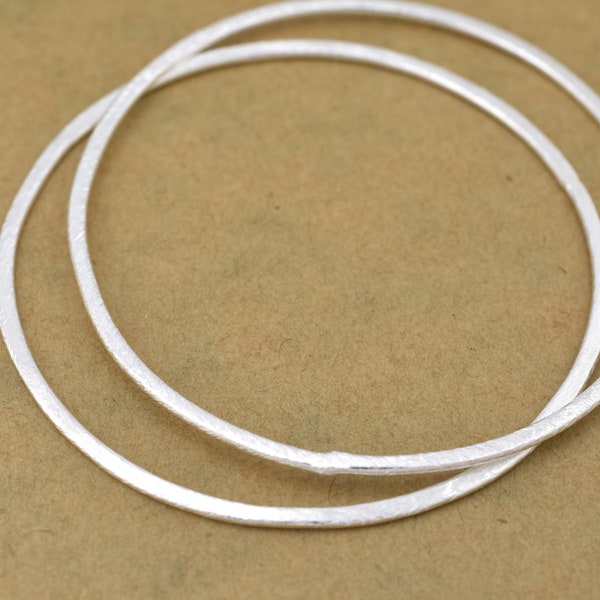 40mm - 2pc Connector Rings silver washers Artisan organic links, brushed silver plated washer Link charms, handmade jewelry making Circles
