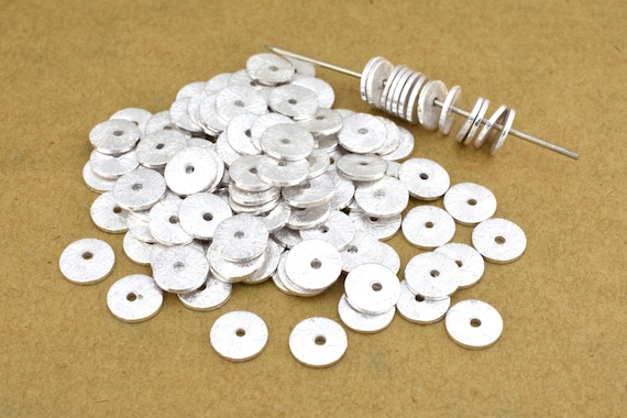 4mm 150pcs Flat Silver Disc Spacers Brushed Disk Spacer Beads