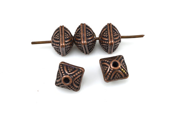 8mm - 5pc Dark antique Copper beads for jewelry making, square shape, Bali  style copper spacer beads