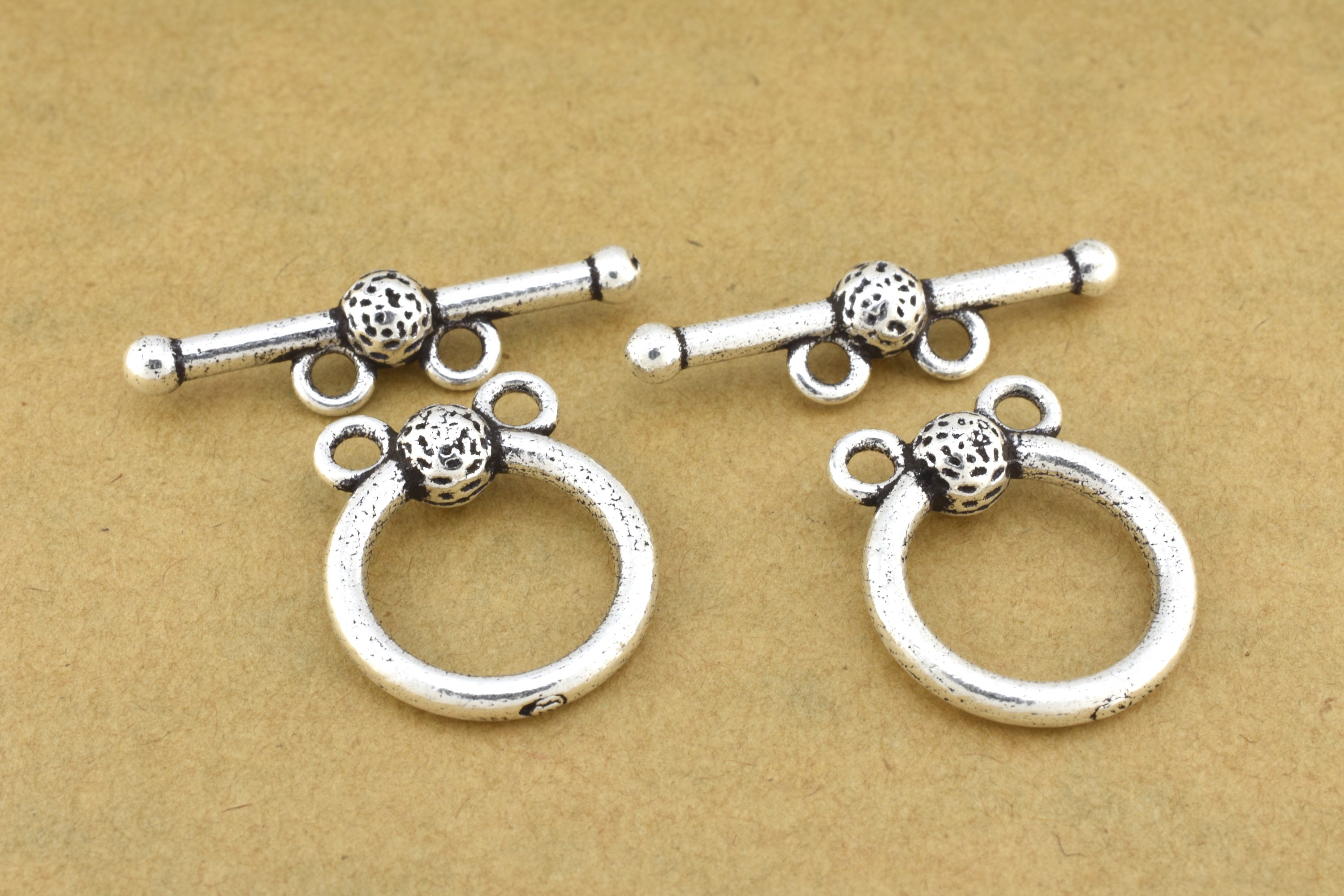 2 SET 29X18MM TOGGLE CLASP 2 STRAND ANTIQUE STERLING SILVER PLATED 970 ATL-326