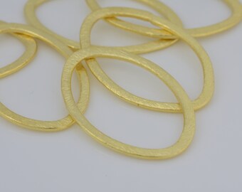 29x19mm - 6pc Eye Shape Connector Rings gold washers Artisan organic links, brushed gold plated washer Link charms, handmade jewelry making