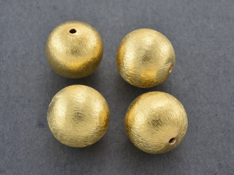 13mm Brushed Gold Beads Round Gold Plated Beads for Jewelry Etsy