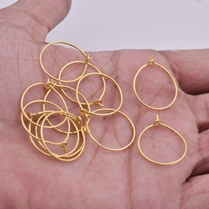 20mm - 30pcs Gold Plated Ear Wire for Jewelry Making, Handmade Ear Wires, Earring Components, Earring Making Parts