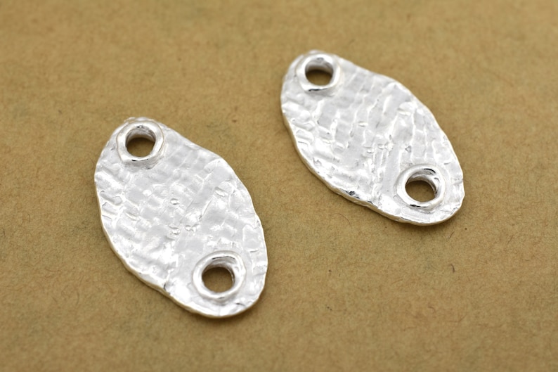 Silver plated jewelry supplies connectors links 25x14mm Silver plated connector links Artisan made jewelry making findings with two holes